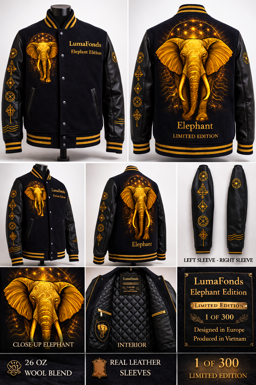 LumaFonds® Crown Limited 963 “Elephant” Varsity Jacket — Limited Edition (300 Pieces)