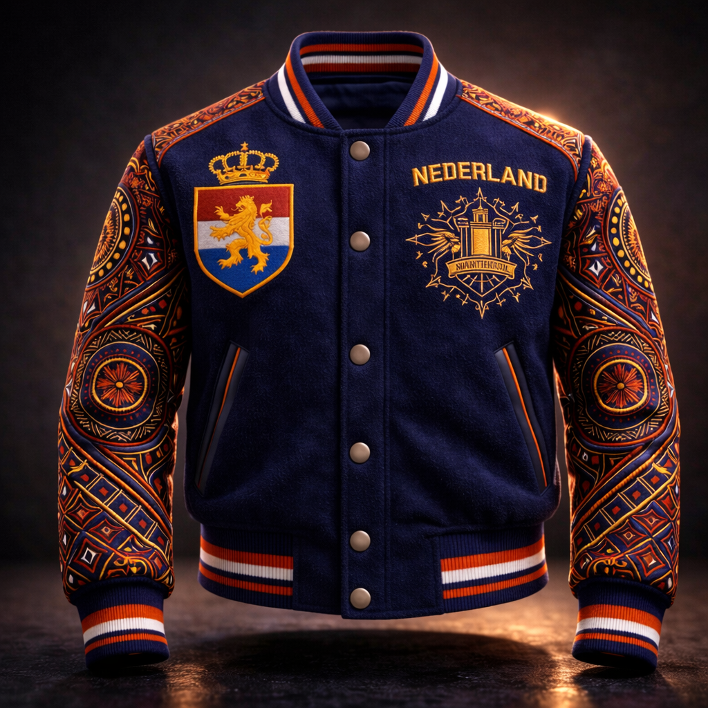 LumaFonds® Nation Series Nederland Crest Varsity Jacket — Open Edition