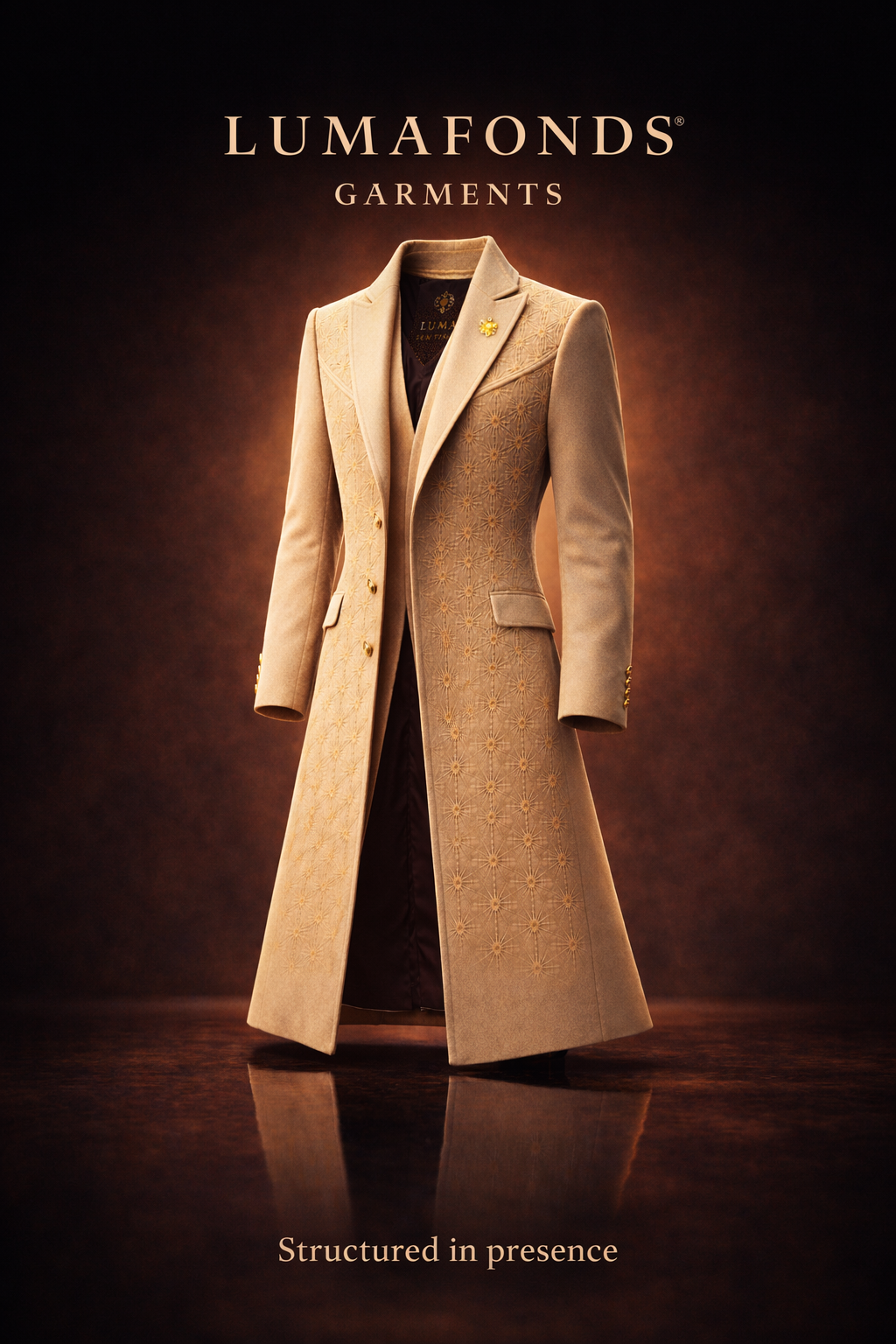 LumaFonds® Sentinel Coat — Ivory Jacquard Edition