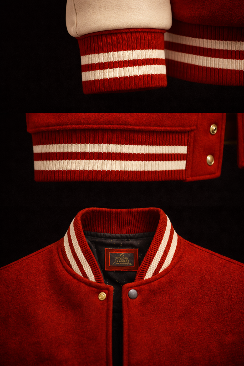 LumaFonds Nation Series Switzerland Crest Varsity Jacket — Leather Sleeves