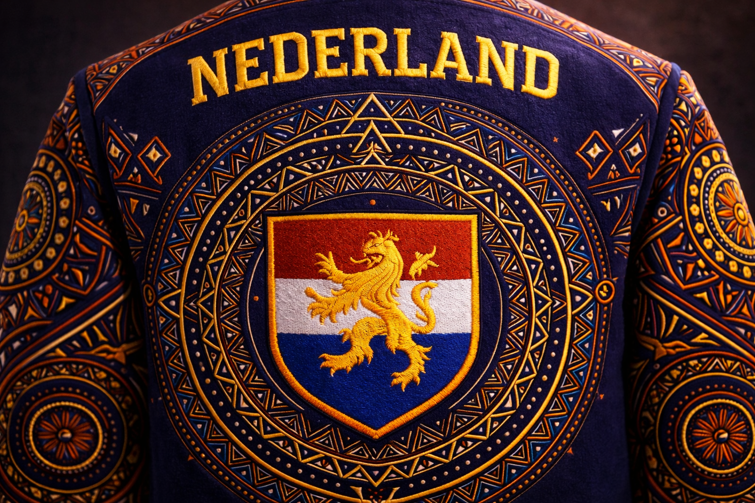 LumaFonds® Nation Series “Nederland Crest – Structural Form” Varsity Jacket — Open Edition
