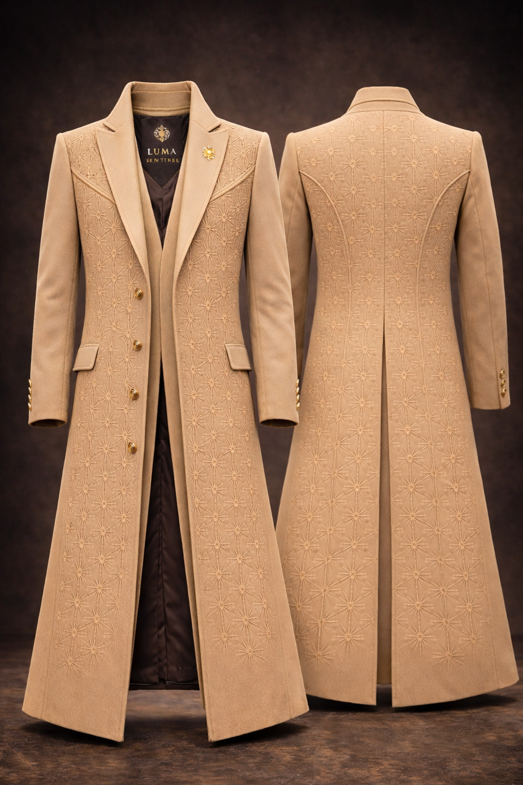LumaFonds® Sentinel Coat — Ivory Jacquard Edition
