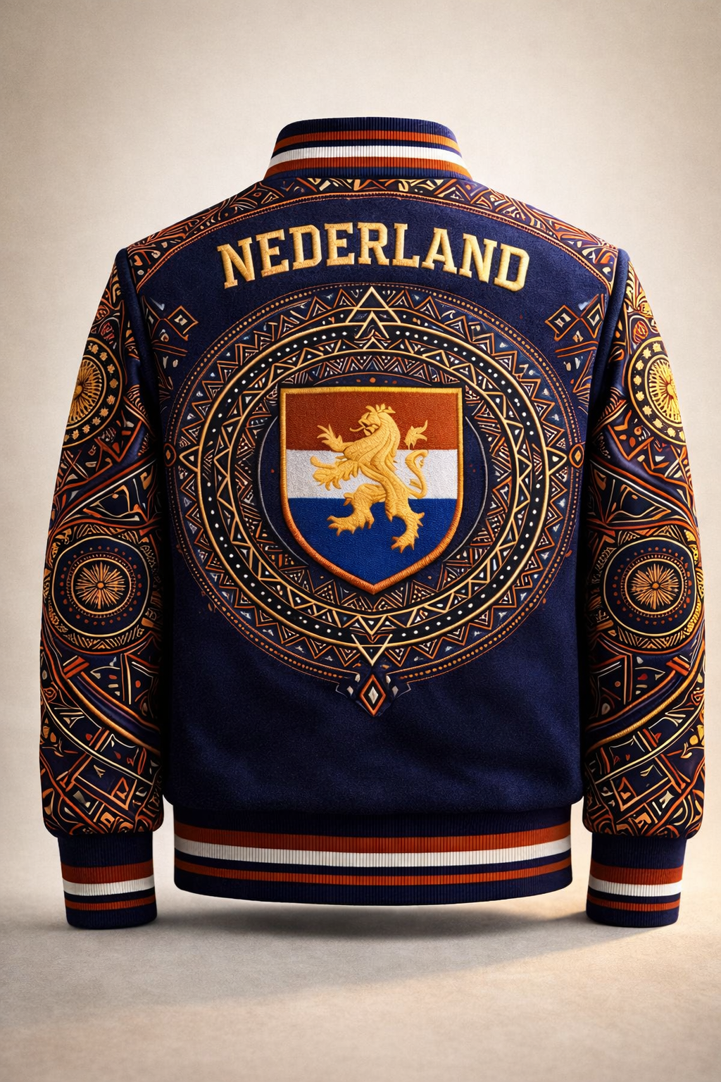 LumaFonds® Nation Series “Nederland Crest – Structural Form” Varsity Jacket — Open Edition