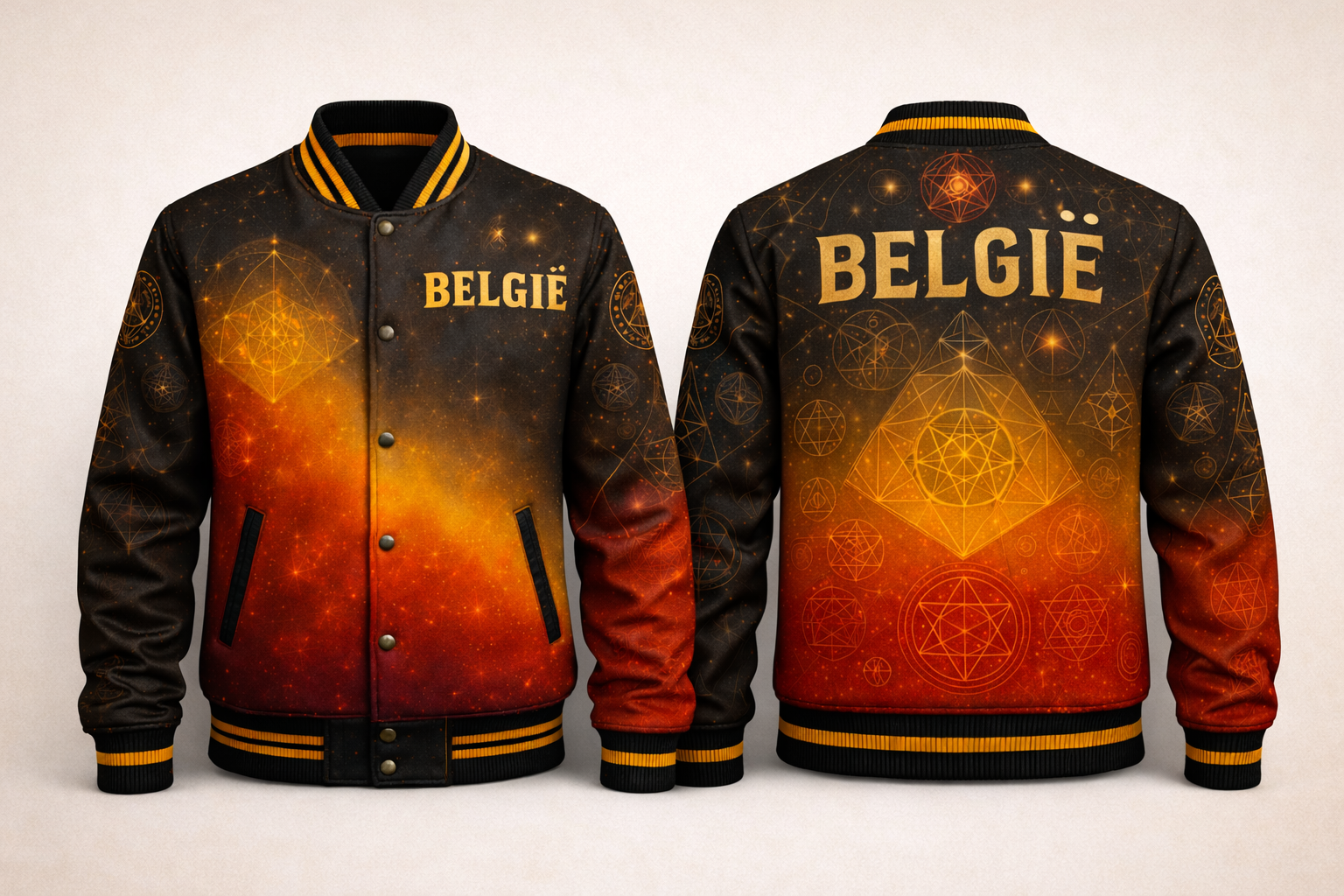 LumaFonds® Nation Series Adults “Belgium Crest – Signature Configuration” Varsity Jacket — Open Edition.