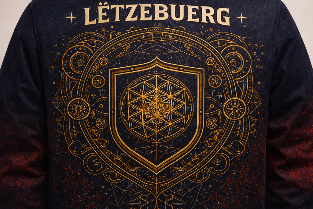 LumaFonds® Nation Series “Luxembourg Crest – Statement Configuration” Varsity Jacket — Open Edition