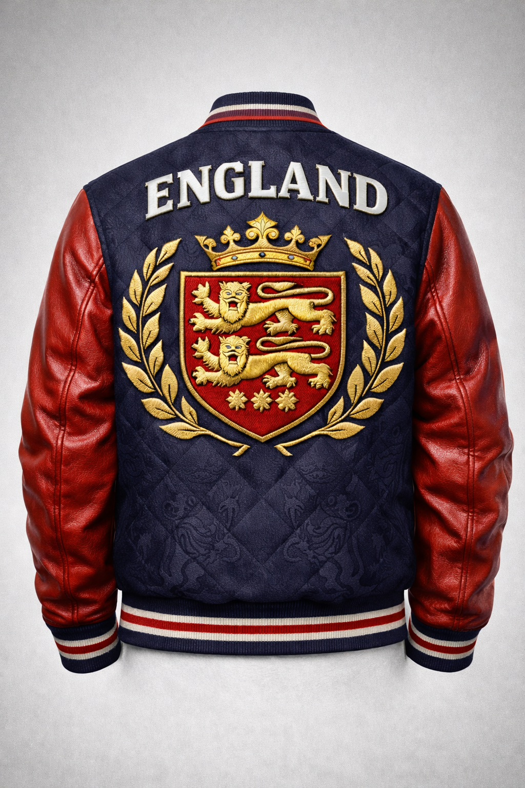 LumaFonds® England Crest Varsity Jacket – Nation Series Wool & Leather
