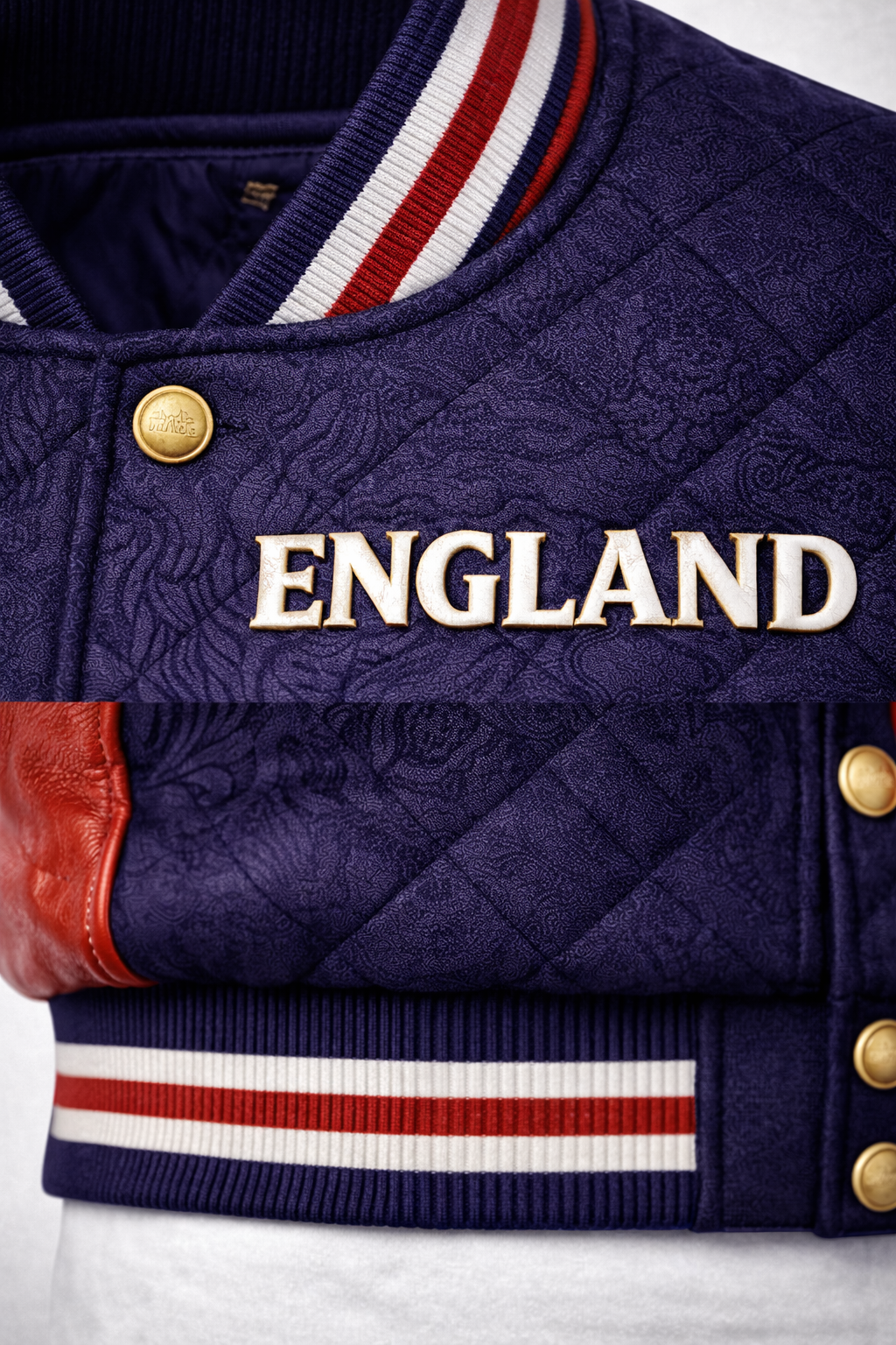 LumaFonds® England Crest Varsity Jacket – Nation Series Wool & Leather