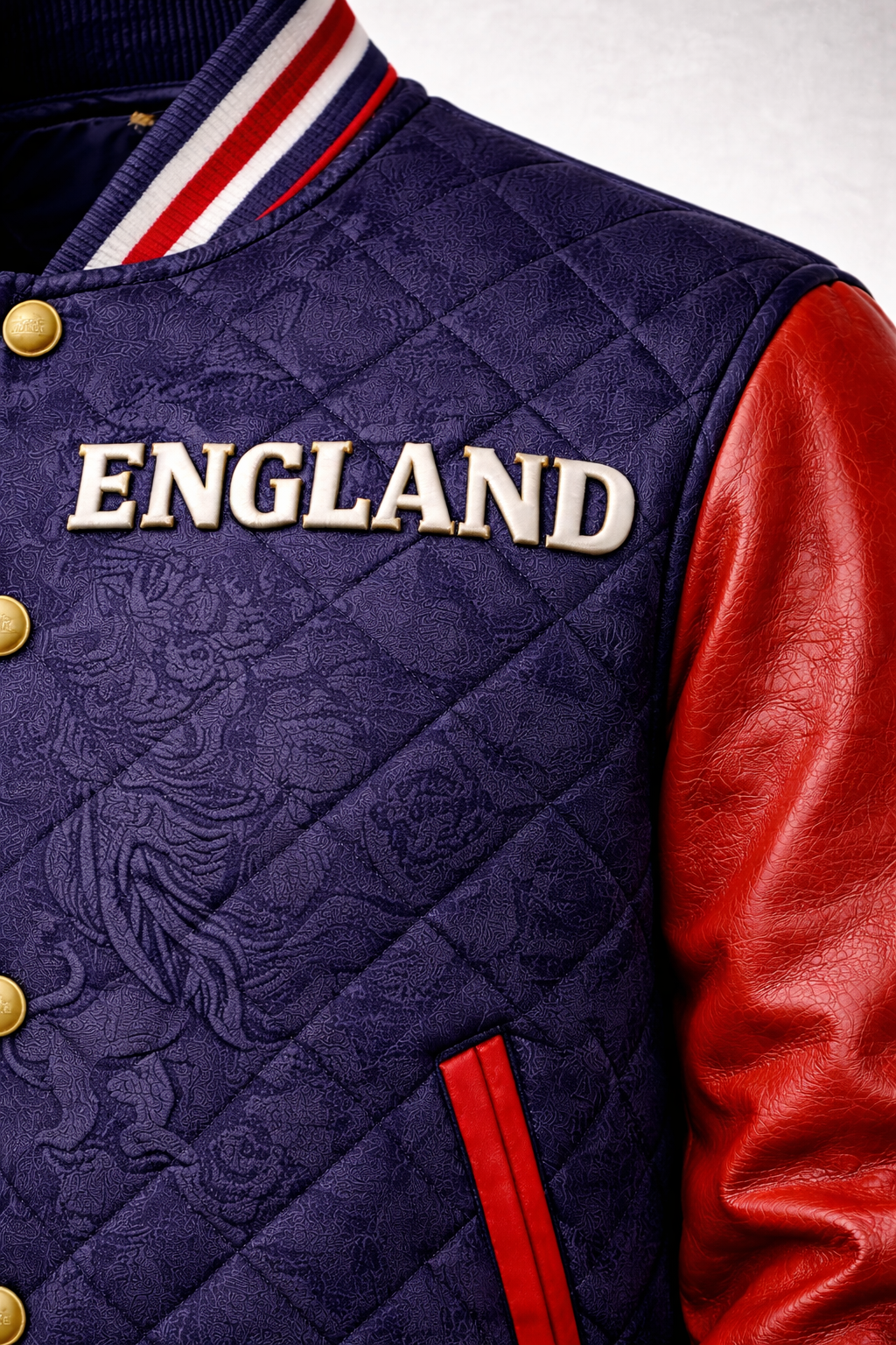 LumaFonds® England Crest Varsity Jacket – Nation Series Wool & Leather