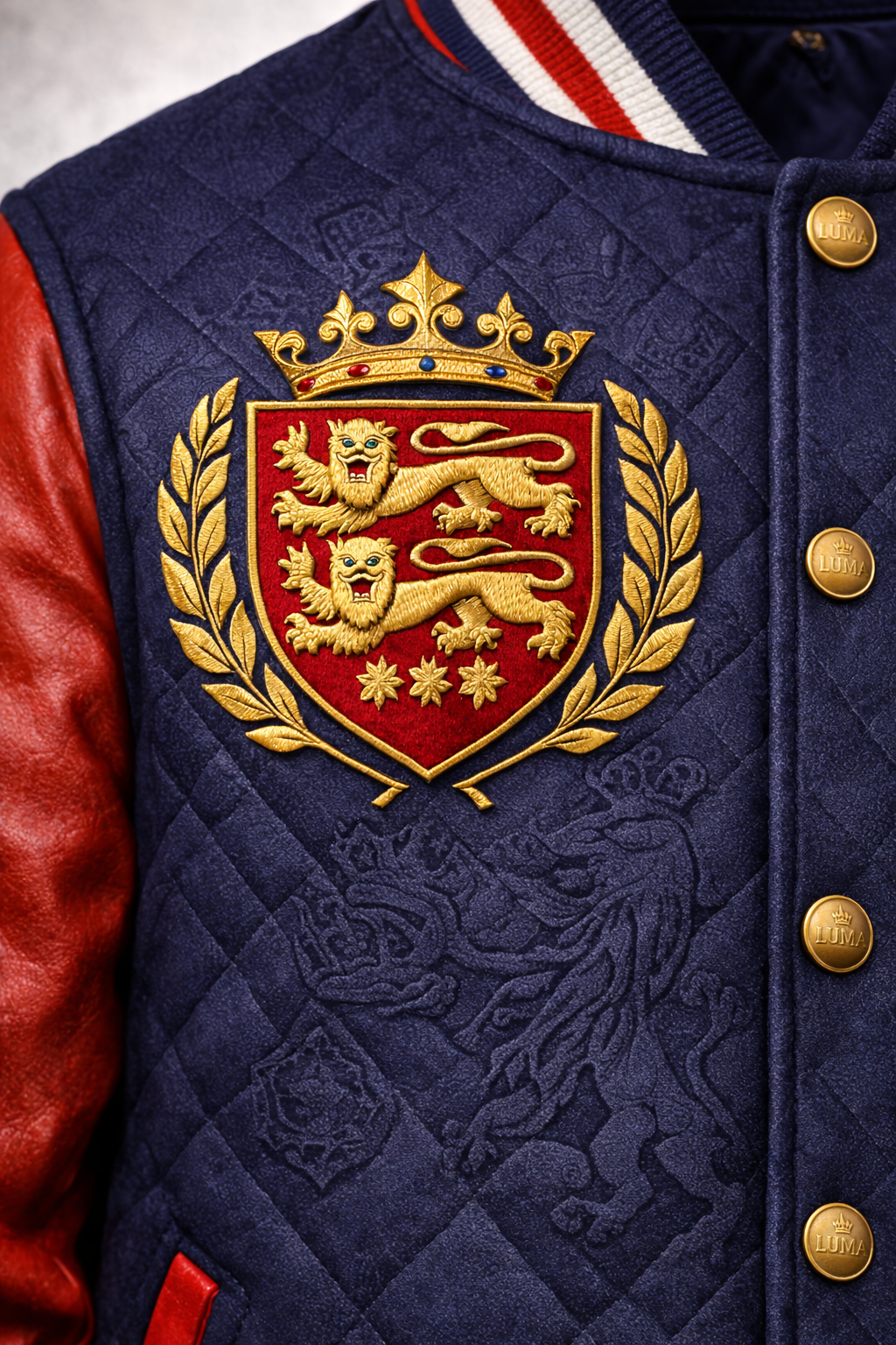 LumaFonds® England Crest Varsity Jacket – Nation Series Wool & Leather