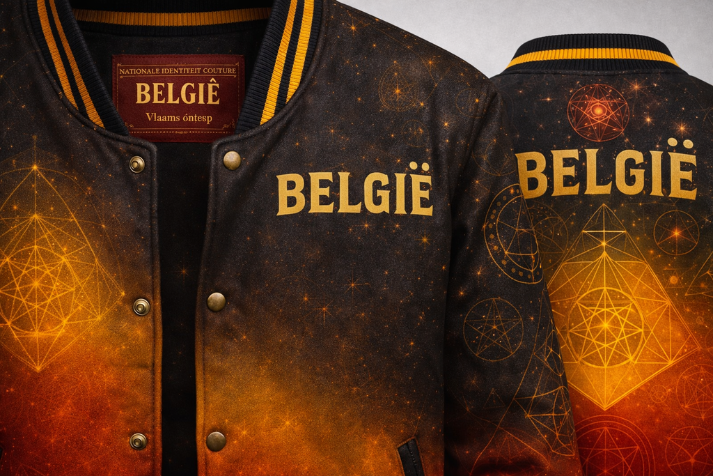 LumaFonds® Nation Series Adults “Belgium Crest – Signature Configuration” Varsity Jacket — Open Edition.