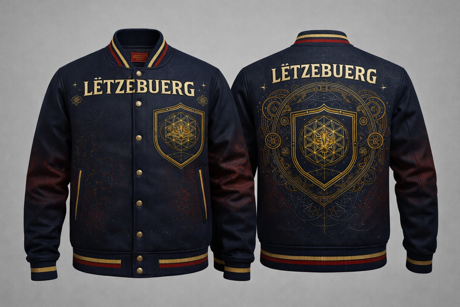 LumaFonds® Nation Series “Luxembourg Crest – Statement Configuration” Varsity Jacket — Open Edition