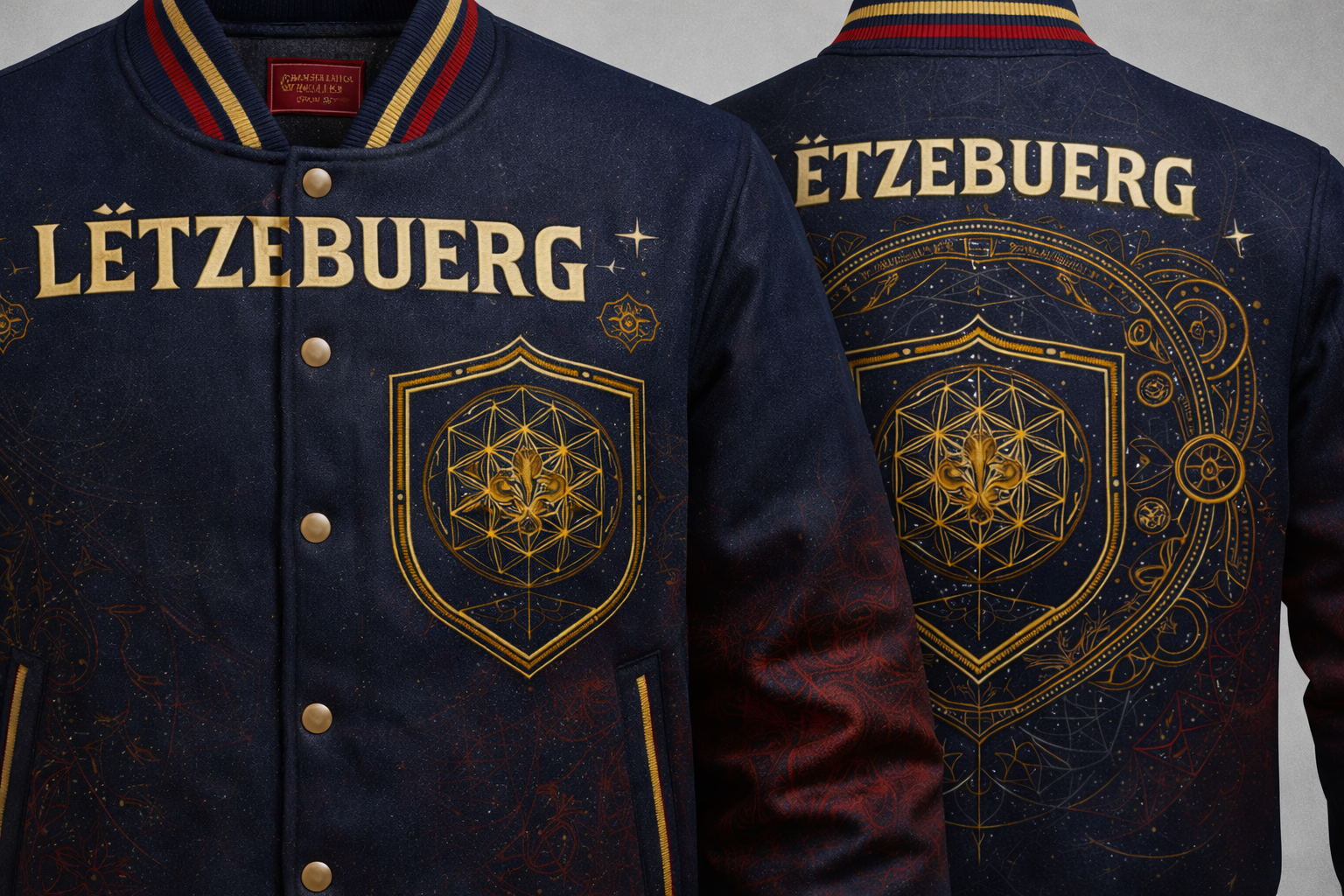 LumaFonds® Nation Series “Luxembourg Crest – Statement Configuration” Varsity Jacket — Open Edition