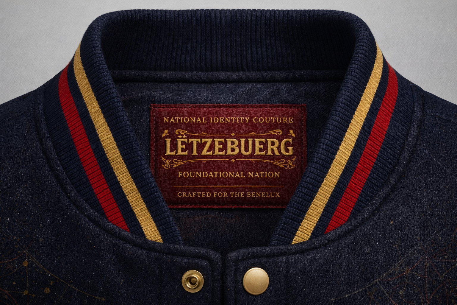 LumaFonds® Nation Series “Luxembourg Crest – Statement Configuration” Varsity Jacket — Open Edition