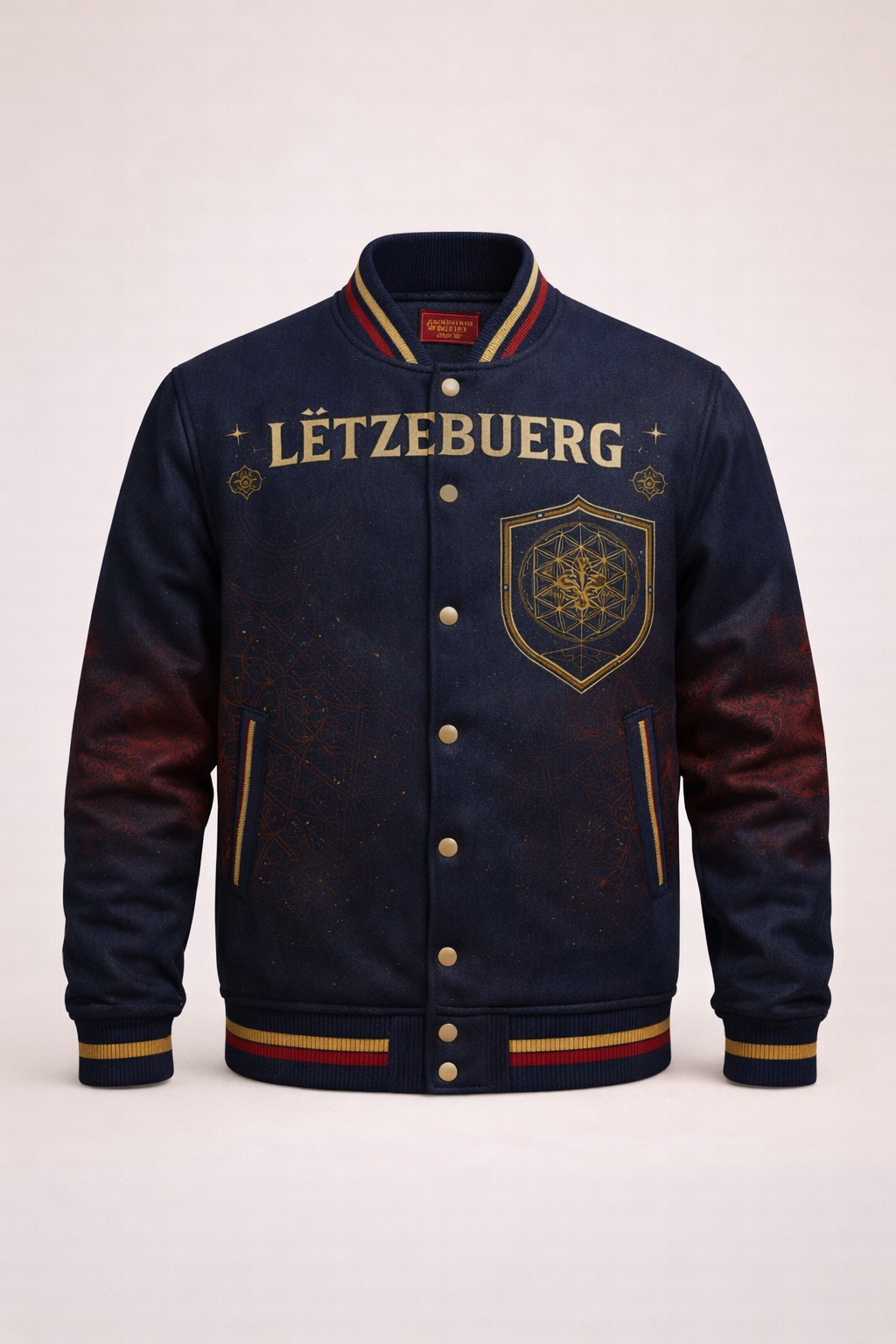 LumaFonds® Nation Series “Luxembourg Crest – Statement Configuration” Varsity Jacket — Open Edition