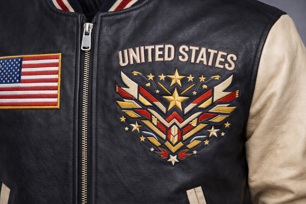 LumaFonds® Nation Series “USA Crest – Structured Layer” Varsity Jacket — Open Edition