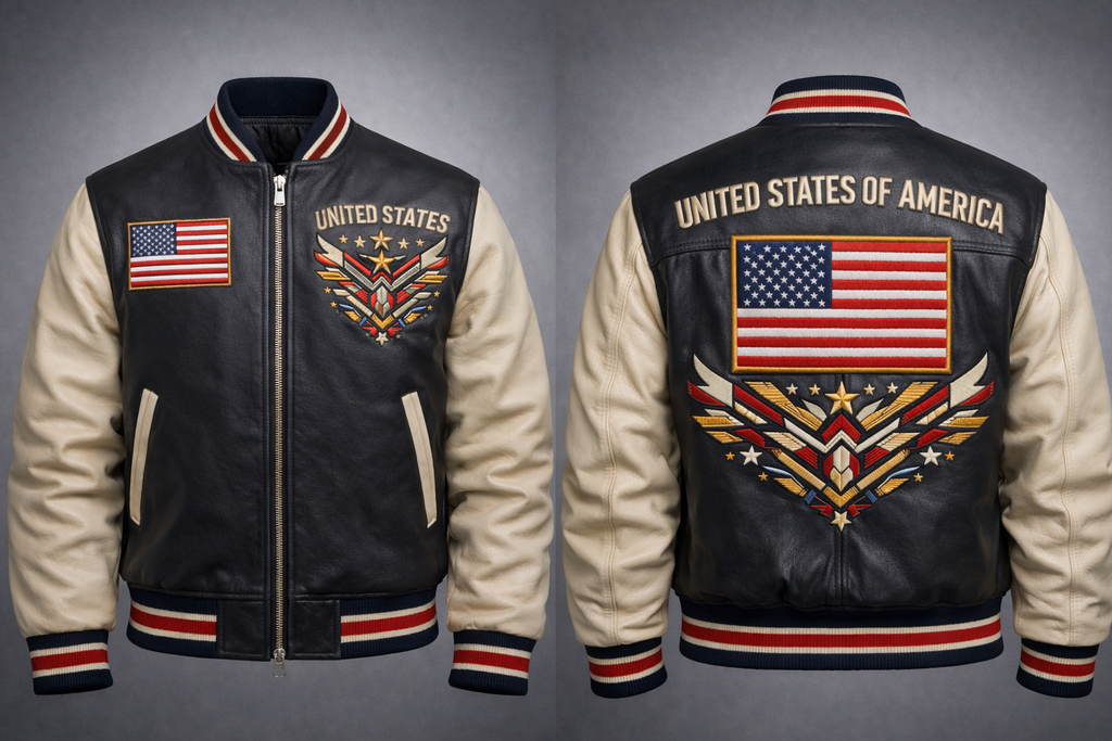 LumaFonds® Nation Series “USA Crest – Structured Layer” Varsity Jacket — Open Edition