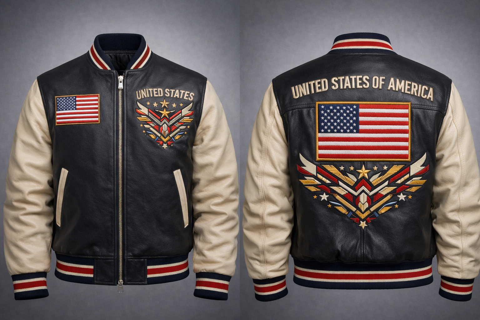 LumaFonds® Nation Series “USA Crest – Structured Layer” Varsity Jacket — Open Edition