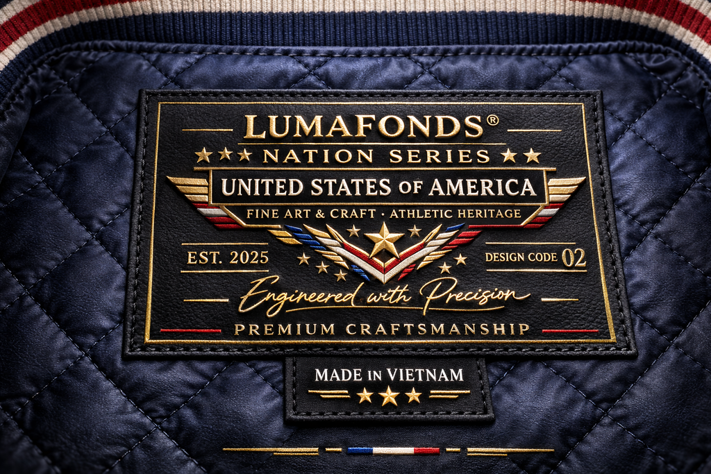 LumaFonds® Nation Series “USA Crest – Structured Layer” Varsity Jacket — Open Edition