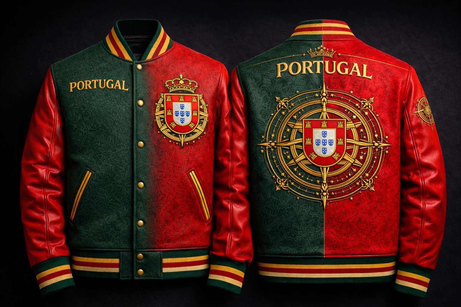Portugal Varsity Jacket – Portuguese Embroidered Jacket | Wool & Leather Nation Series | LumaFonds® Portugal Crest