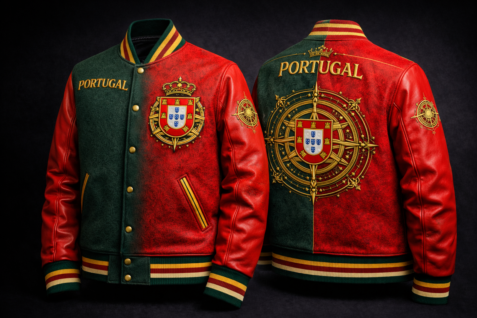Portugal Varsity Jacket – Portuguese Embroidered Jacket | Wool & Leather Nation Series | LumaFonds® Portugal Crest