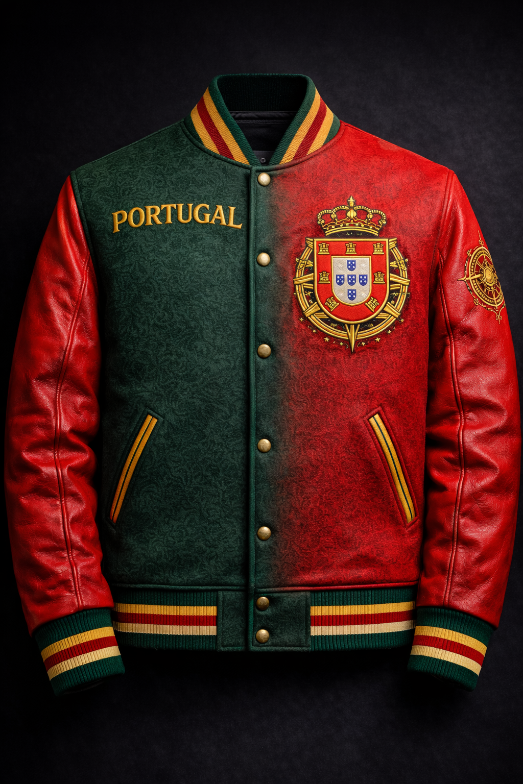 Portugal Varsity Jacket – Portuguese Embroidered Jacket | Wool & Leather Nation Series | LumaFonds® Portugal Crest