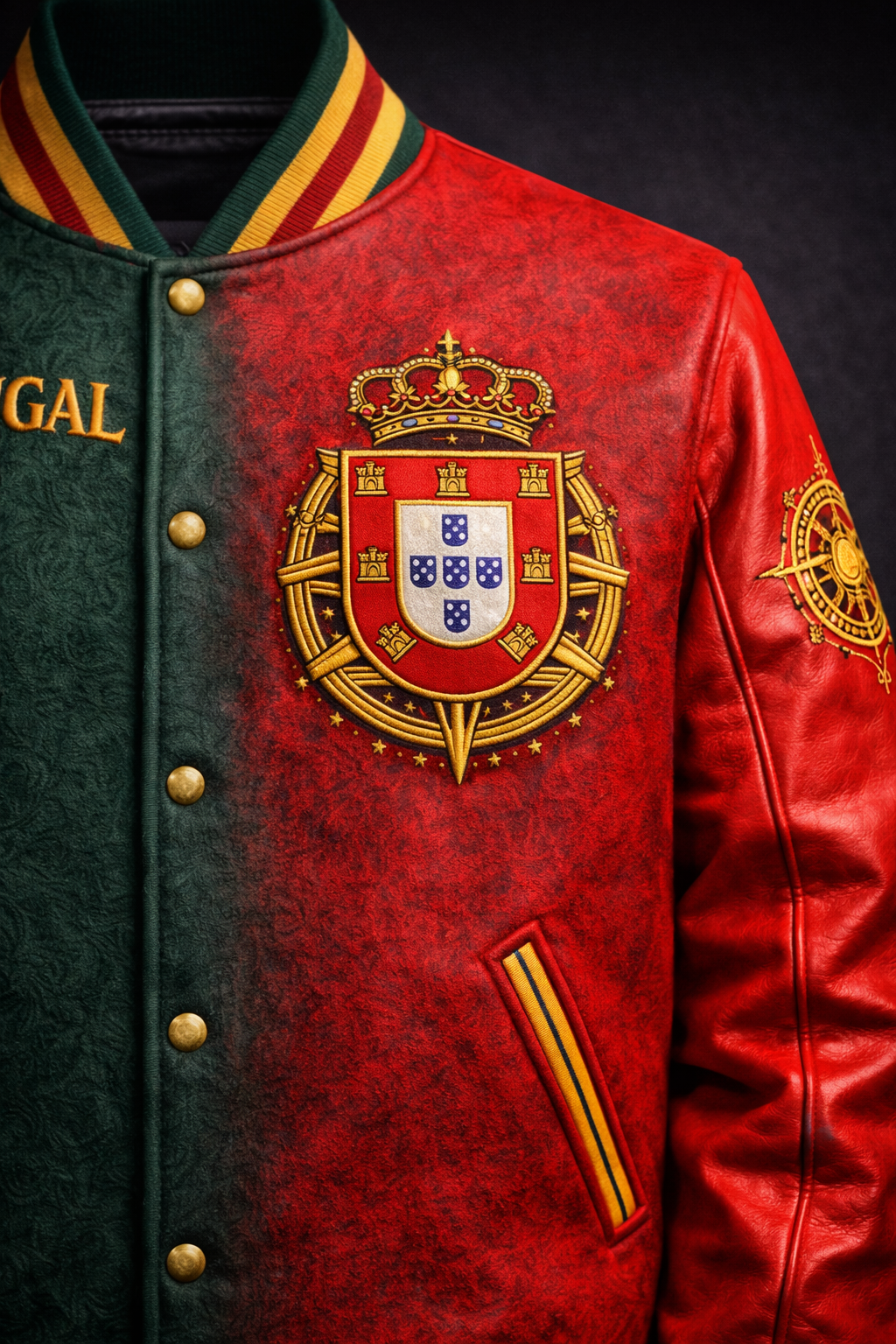 Portugal Varsity Jacket – Portuguese Embroidered Jacket | Wool & Leather Nation Series | LumaFonds® Portugal Crest
