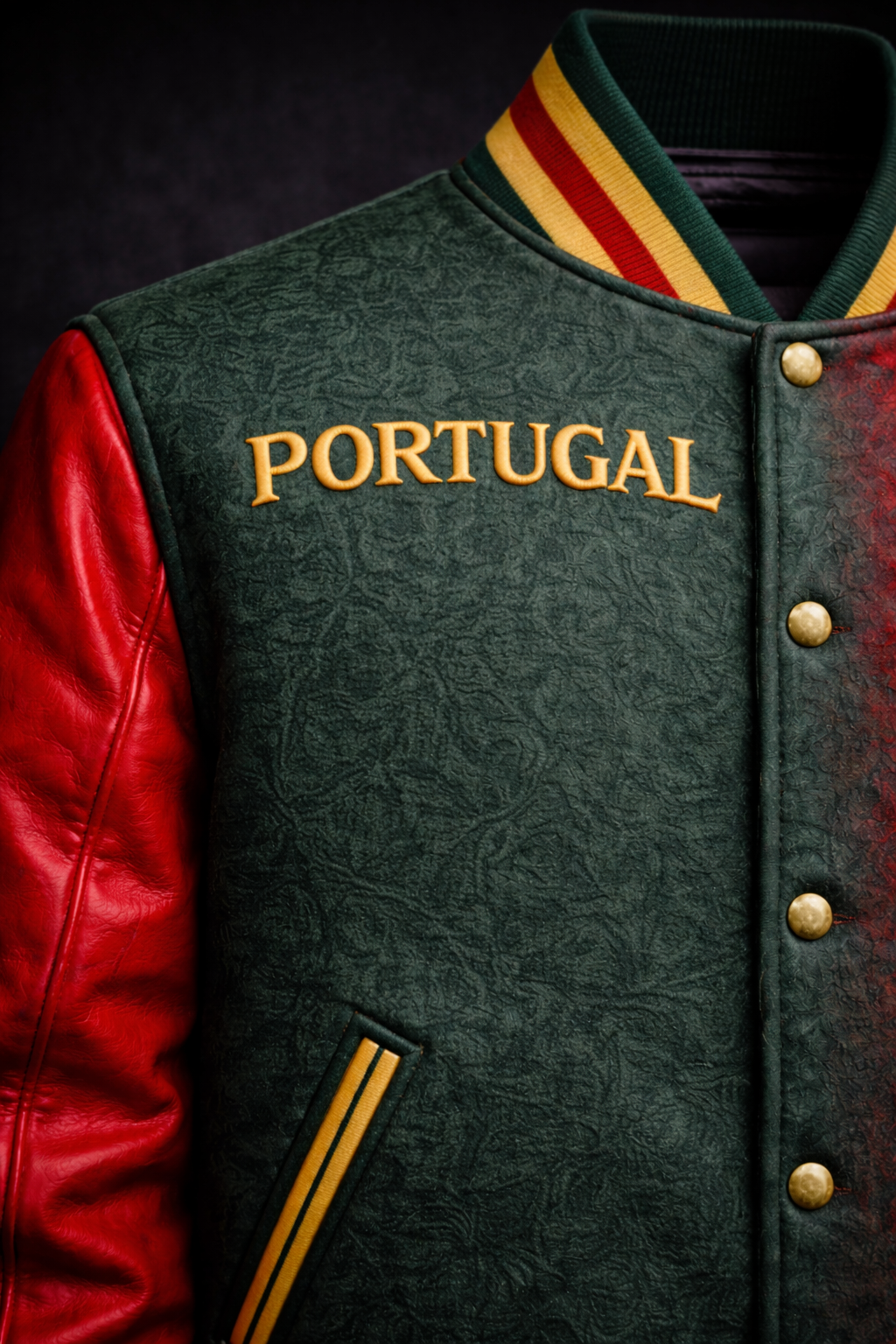 Portugal Varsity Jacket – Portuguese Embroidered Jacket | Wool & Leather Nation Series | LumaFonds® Portugal Crest
