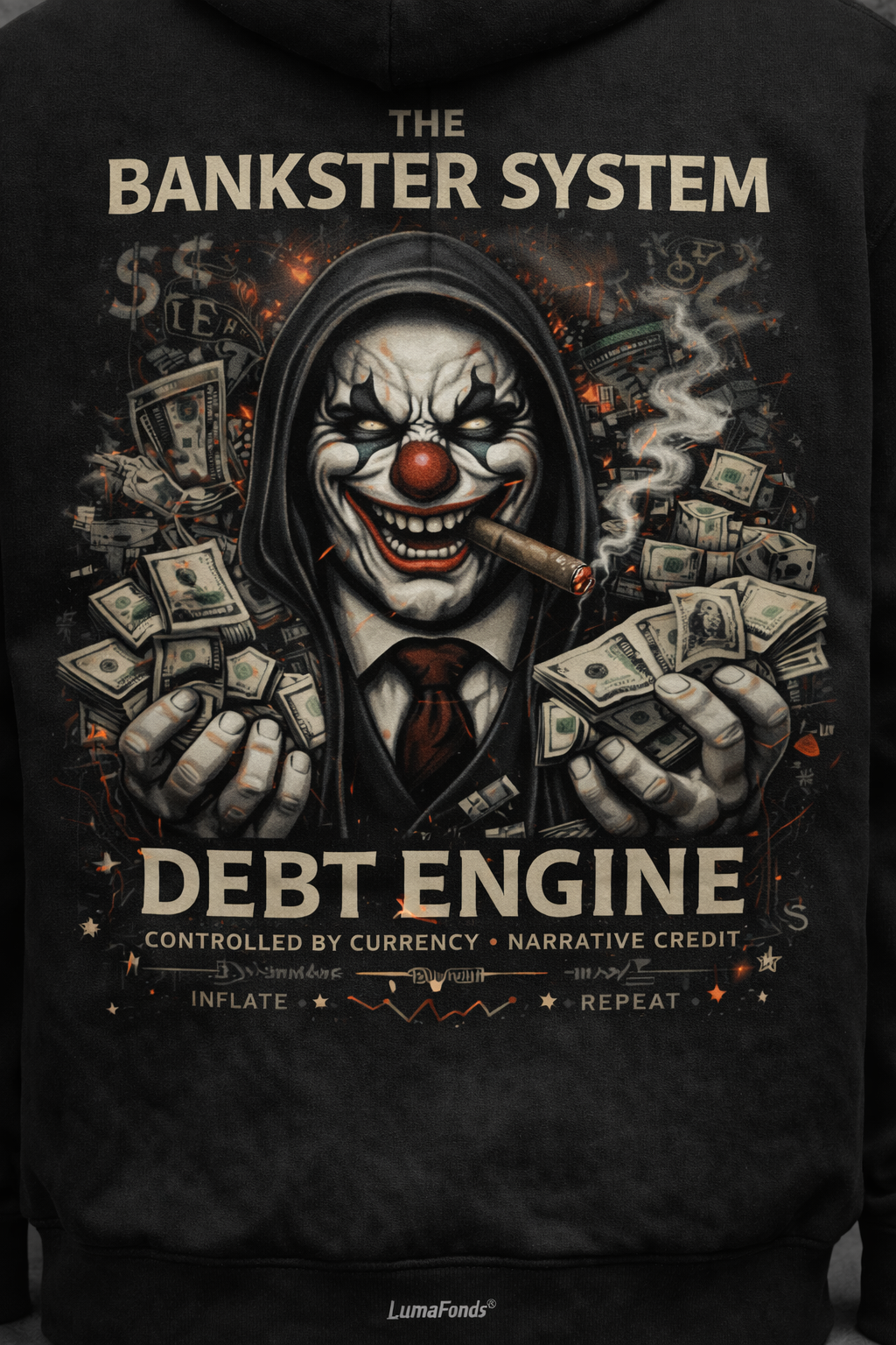LumaFonds® Bankster Clown Heavyweight Graphic Hoodie – Face Edition