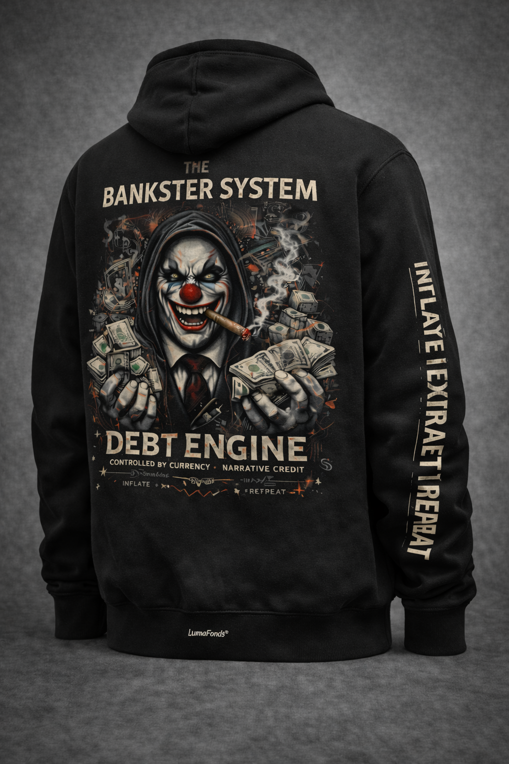 LumaFonds® Bankster Clown Heavyweight Graphic Hoodie – Face Edition