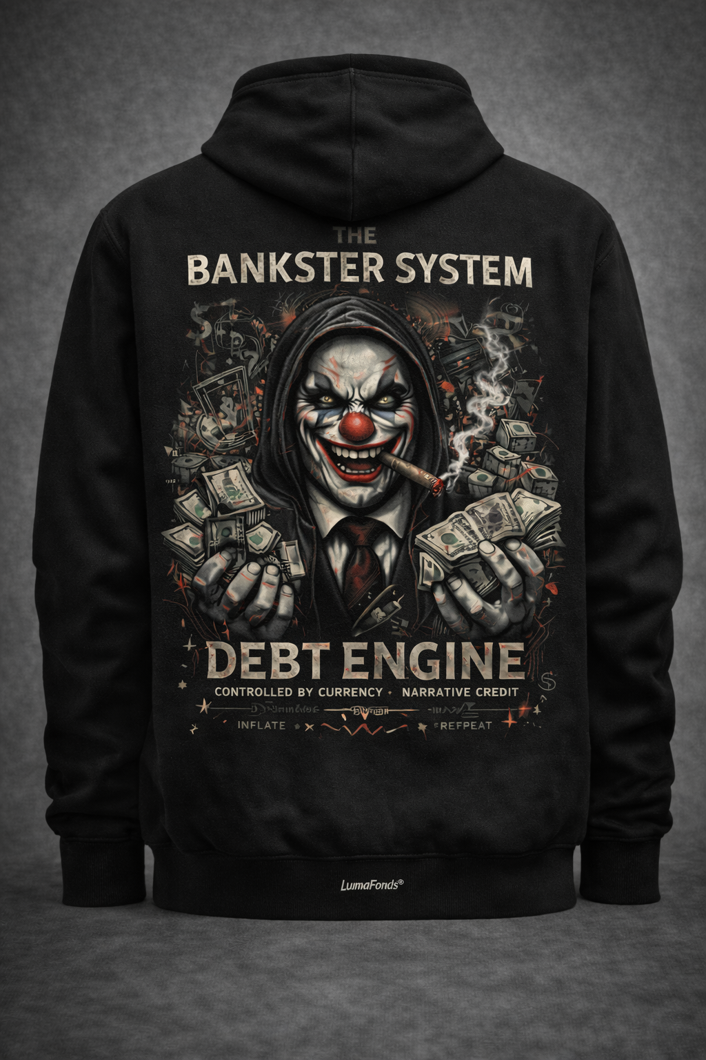 LumaFonds® Bankster Clown Heavyweight Graphic Hoodie – Face Edition